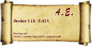 Anderlik Edit névjegykártya